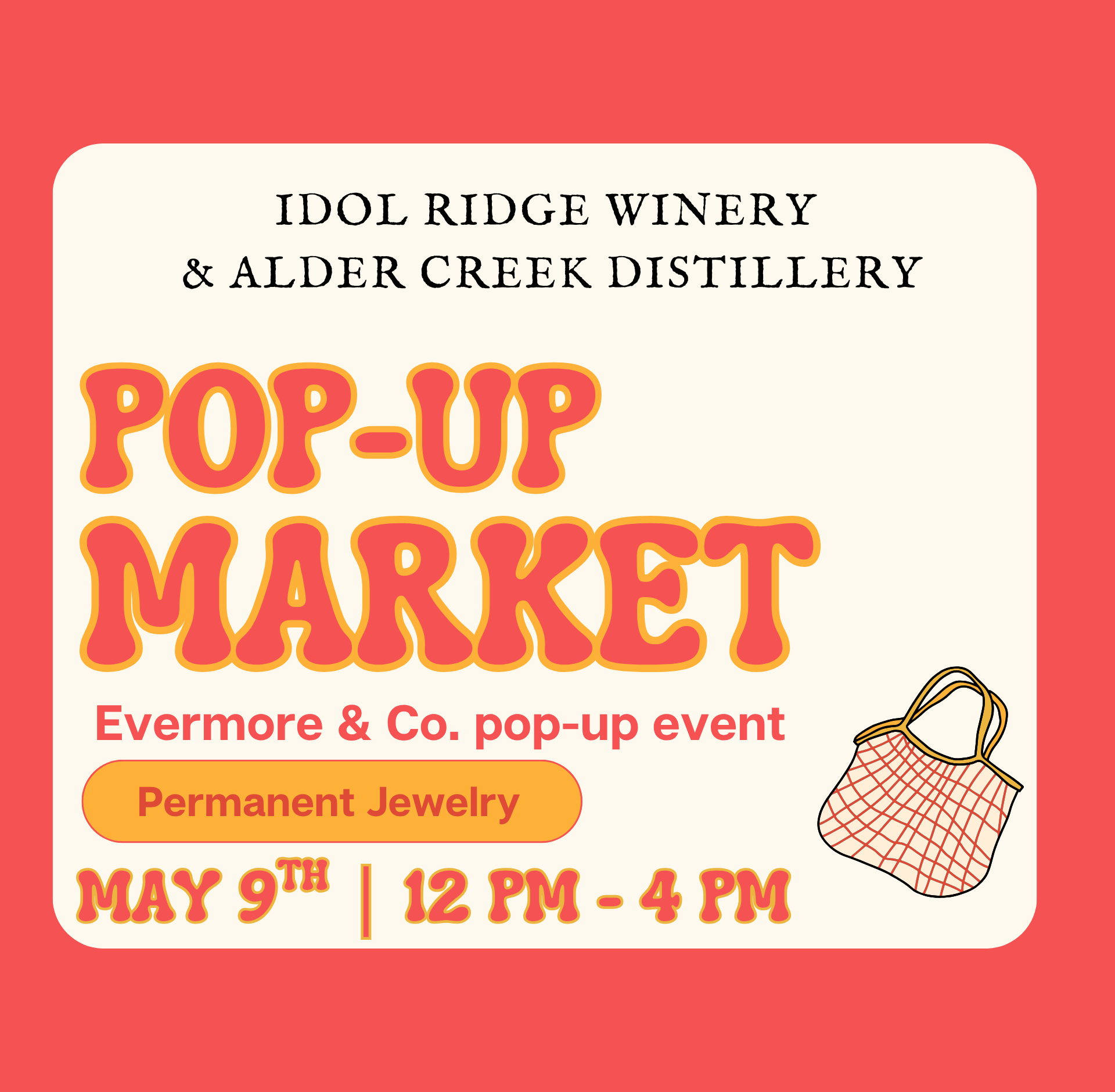 Mother’s Day event at Idol Ridge Winery featuring Evermore & Co Rochester permanent jewelry pop-up and mimosa specials, celebrating all moms including dog moms.