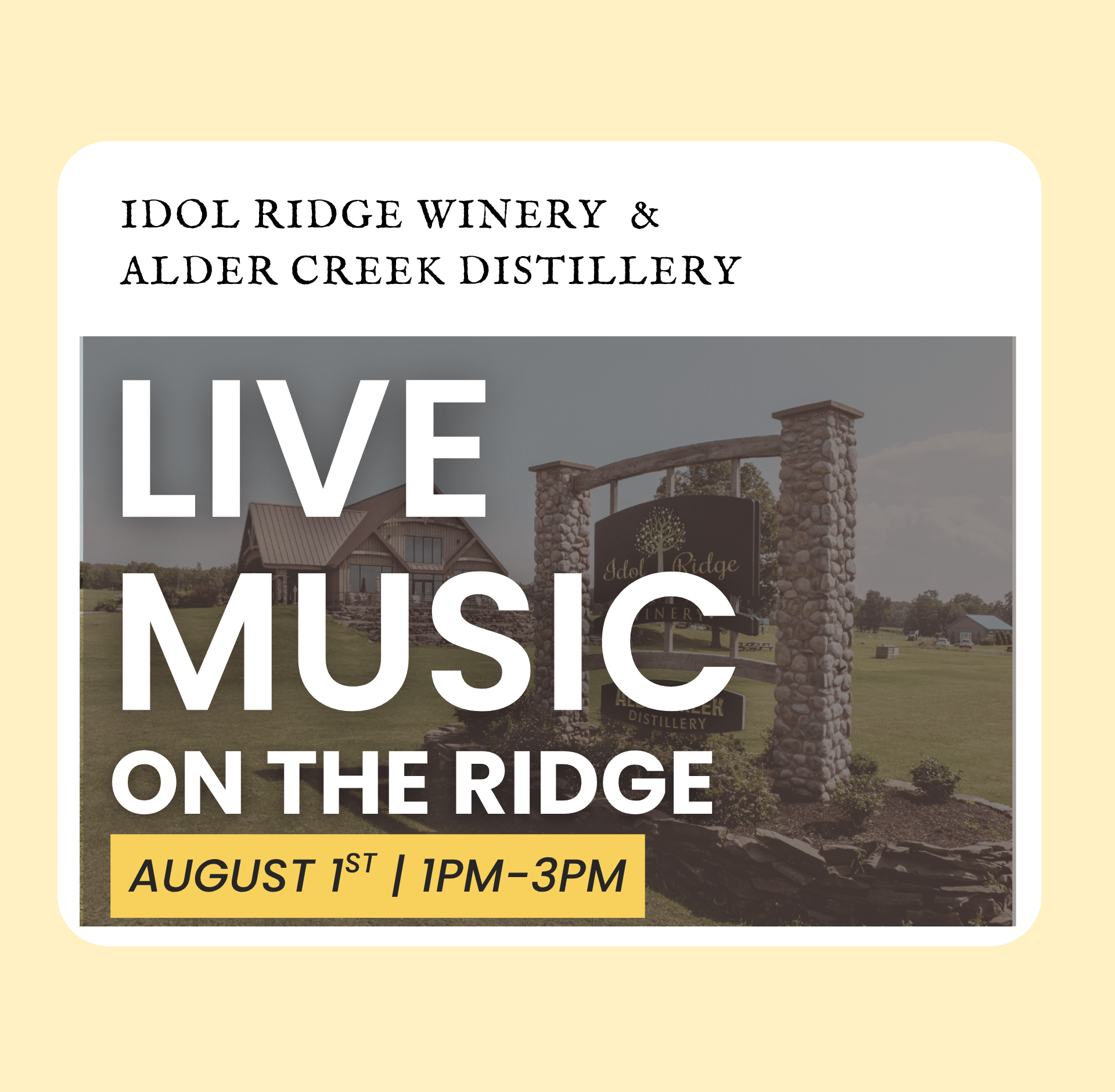 Graphic promoting Delta Mike Shawn is bringing the tunes August 1st from 1–3 PM. Enjoy live music, drinks, bites, and a perfect summer afternoon.