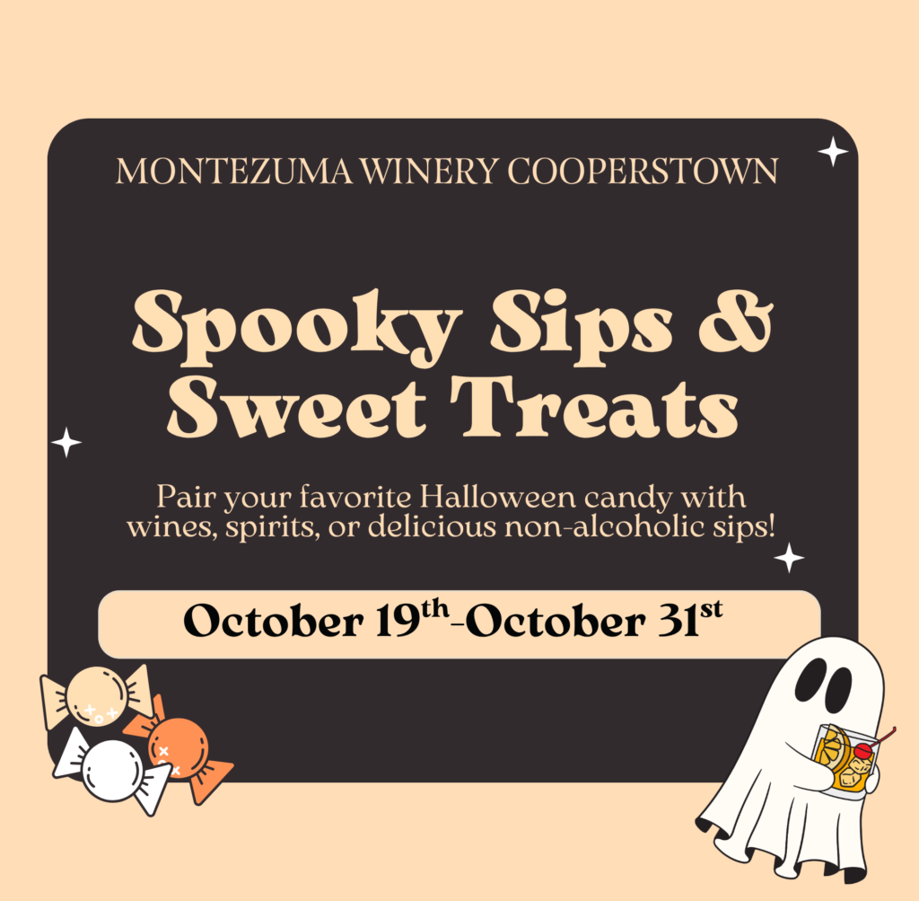 Spooky Sips & Sweet treat pairing at Montezuma Winery Cooperstown.